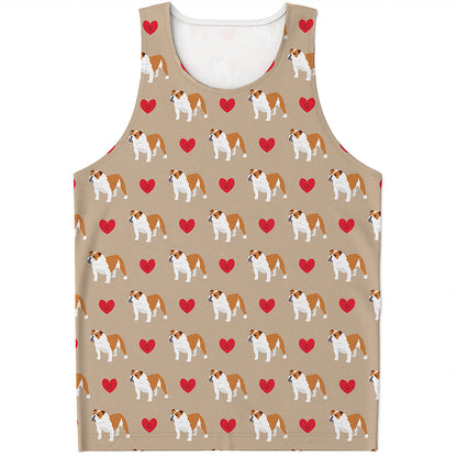 Love English Bulldog Pattern Print Men's Tank Top