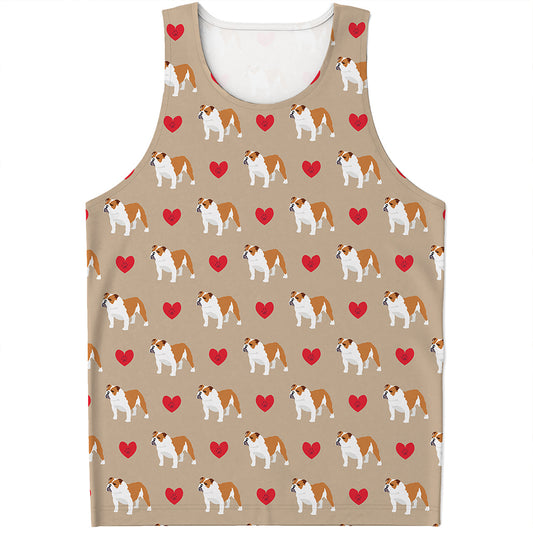 Love English Bulldog Pattern Print Men's Tank Top