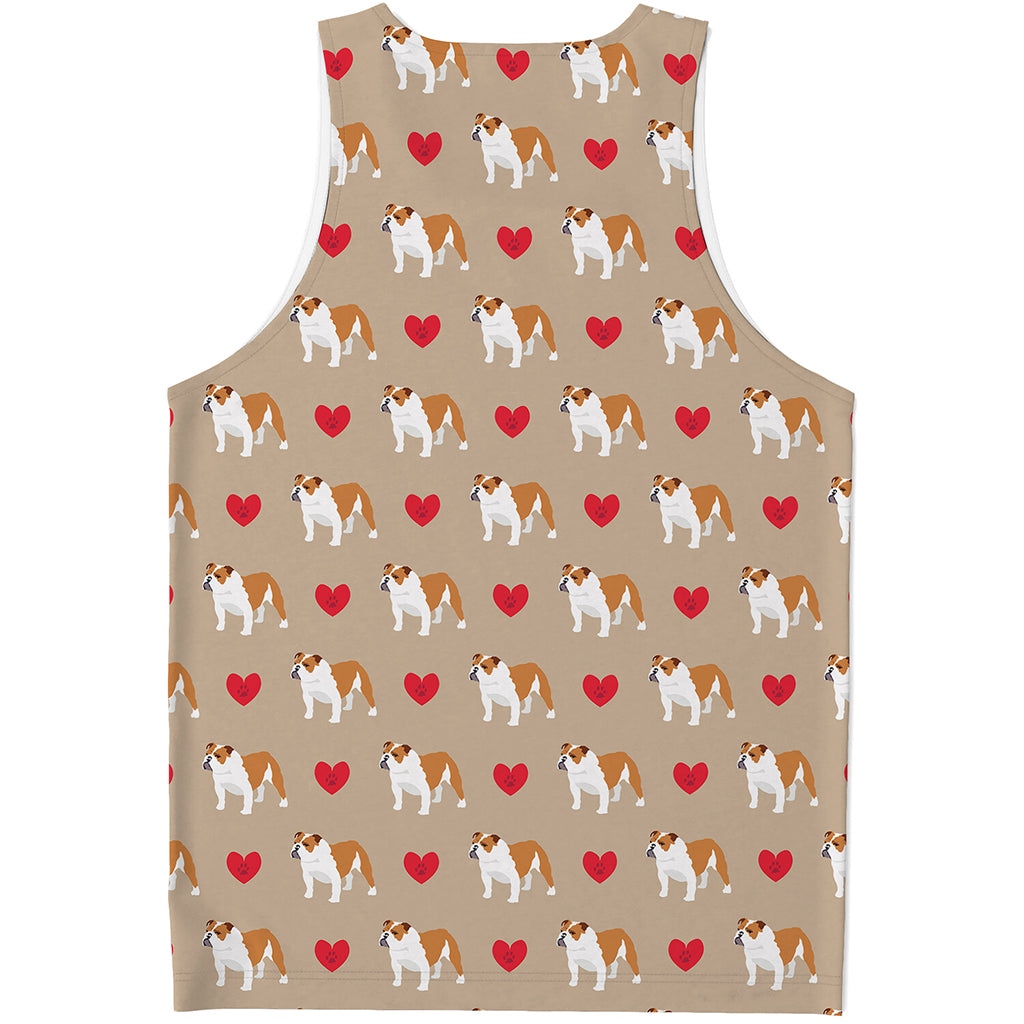 Love English Bulldog Pattern Print Men's Tank Top