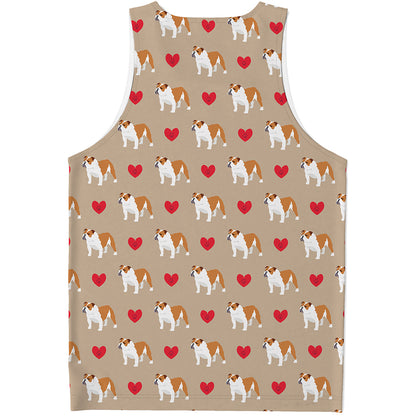 Love English Bulldog Pattern Print Men's Tank Top