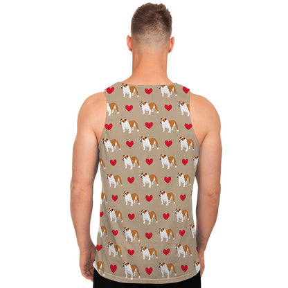 Love English Bulldog Pattern Print Men's Tank Top