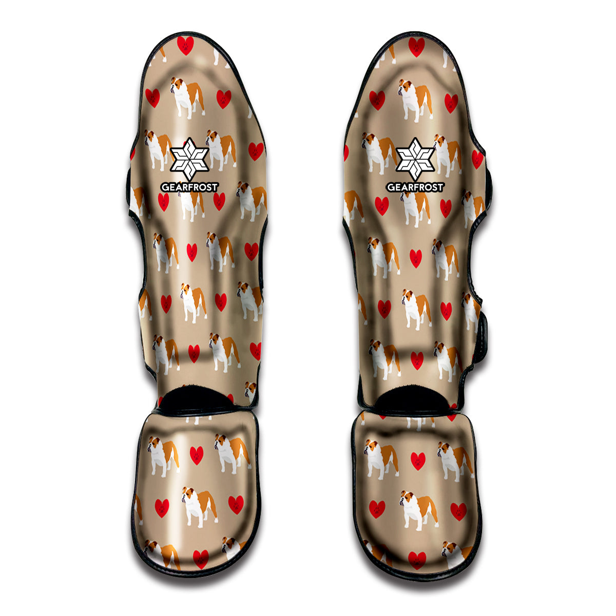 Love English Bulldog Pattern Print Muay Thai Shin Guard
