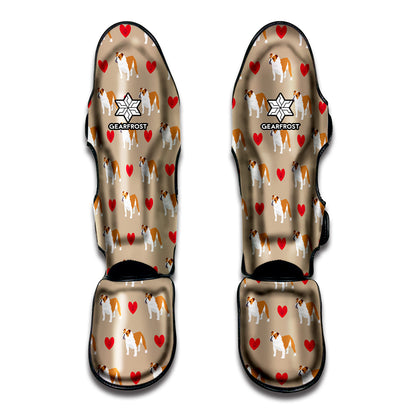 Love English Bulldog Pattern Print Muay Thai Shin Guard