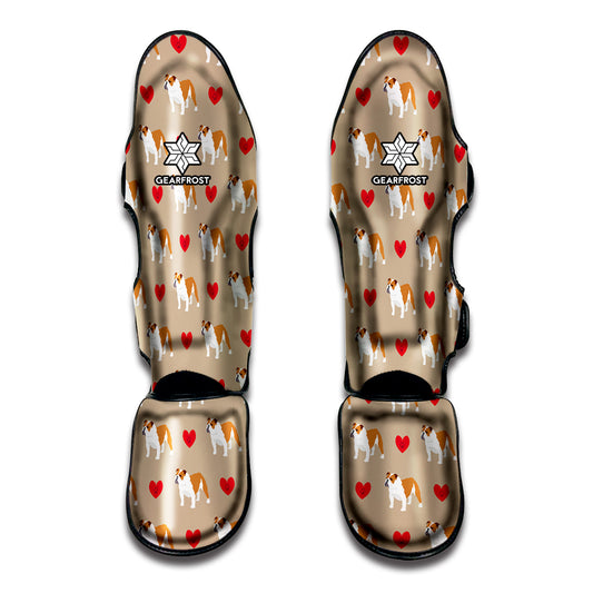 Love English Bulldog Pattern Print Muay Thai Shin Guard