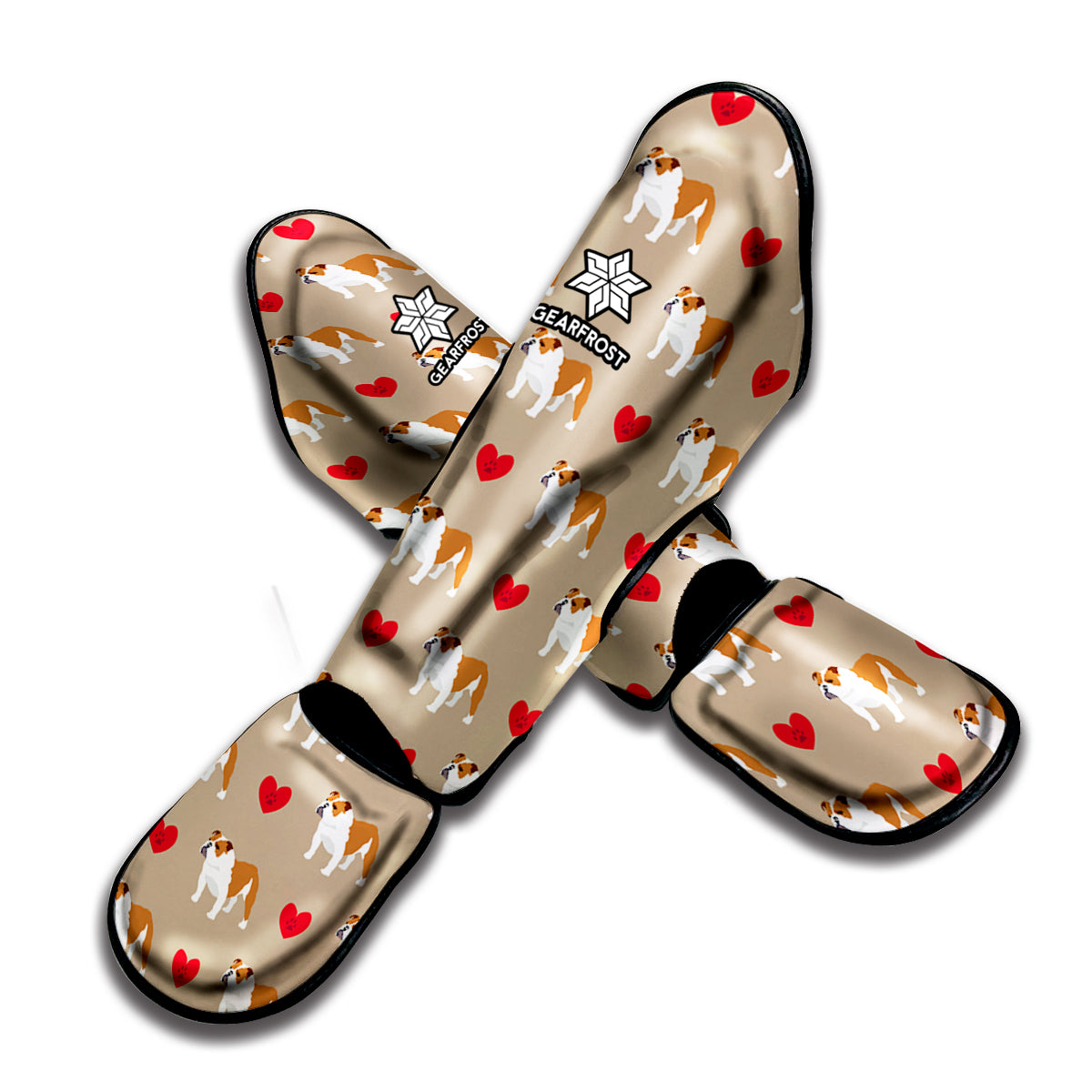 Love English Bulldog Pattern Print Muay Thai Shin Guard