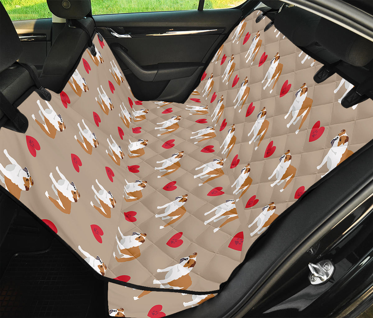 Love English Bulldog Pattern Print Pet Car Back Seat Cover