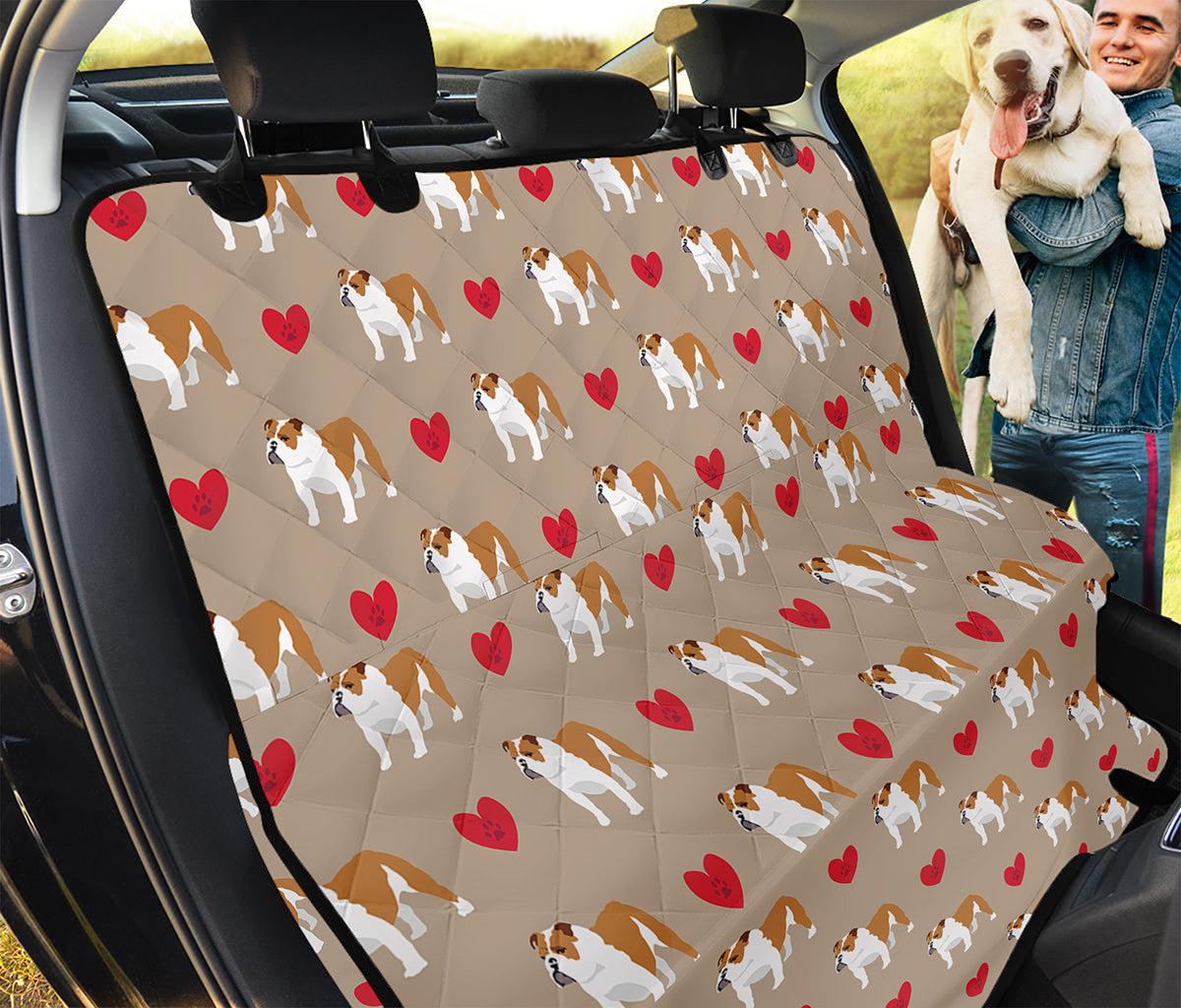 Love English Bulldog Pattern Print Pet Car Back Seat Cover