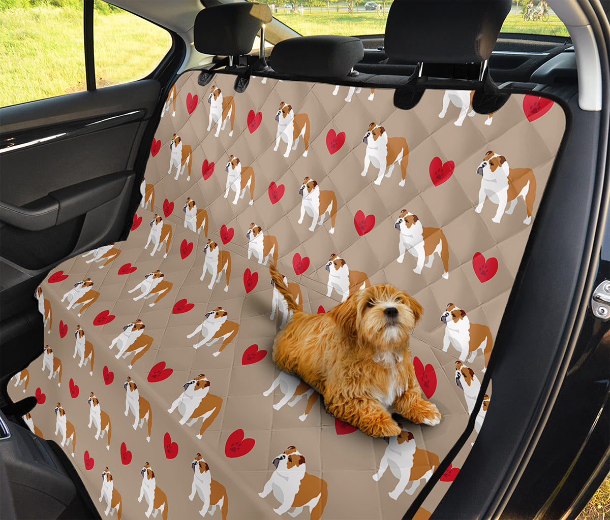 Love English Bulldog Pattern Print Pet Car Back Seat Cover