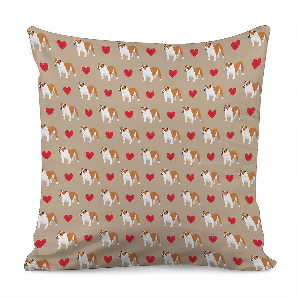 Love English Bulldog Pattern Print Pillow Cover