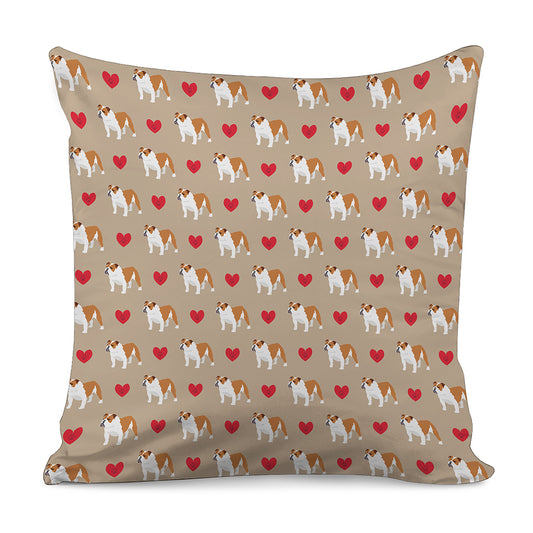 Love English Bulldog Pattern Print Pillow Cover