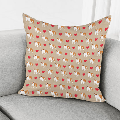 Love English Bulldog Pattern Print Pillow Cover