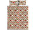 Love English Bulldog Pattern Print Quilt Bed Set