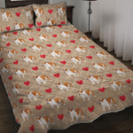 Love English Bulldog Pattern Print Quilt Bed Set