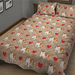 Love English Bulldog Pattern Print Quilt Bed Set