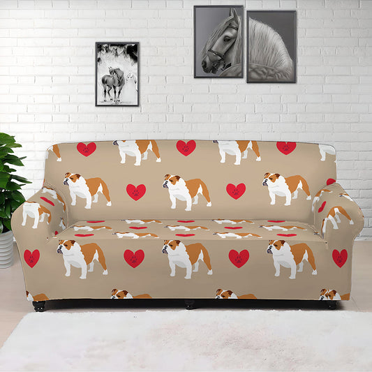 Love English Bulldog Pattern Print Sofa Cover