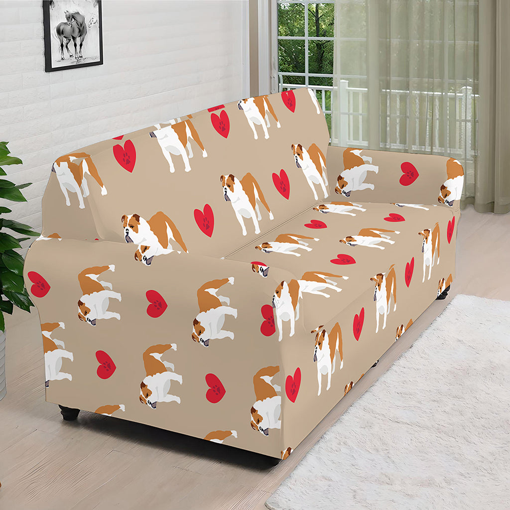 Love English Bulldog Pattern Print Sofa Cover