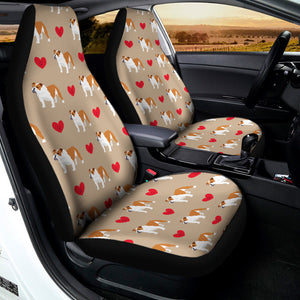 Love English Bulldog Pattern Print Universal Fit Car Seat Covers