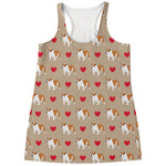 Love English Bulldog Pattern Print Women's Racerback Tank Top