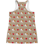 Love English Bulldog Pattern Print Women's Racerback Tank Top