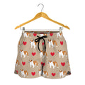 Love English Bulldog Pattern Print Women's Shorts