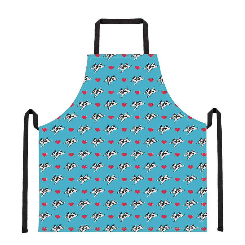 Love French Bulldog Pattern Print Apron