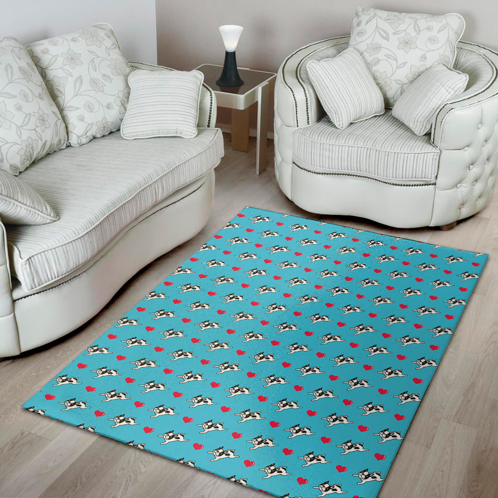 Love French Bulldog Pattern Print Area Rug