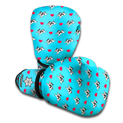 Love French Bulldog Pattern Print Boxing Gloves