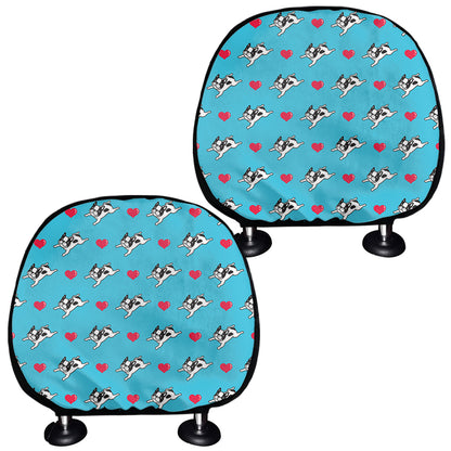 Love French Bulldog Pattern Print Car Headrest Covers