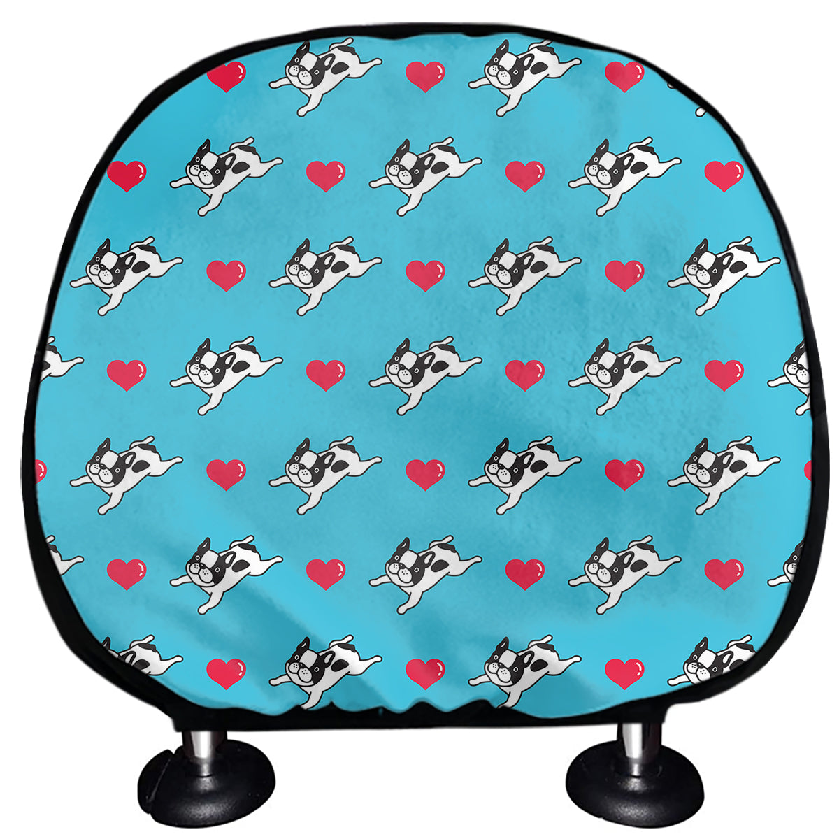 Love French Bulldog Pattern Print Car Headrest Covers