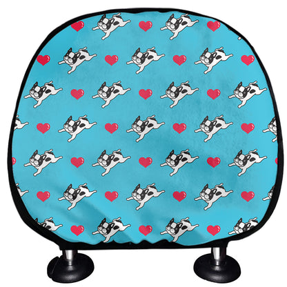 Love French Bulldog Pattern Print Car Headrest Covers