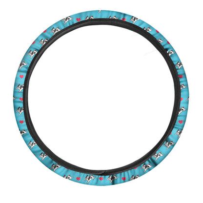 Love French Bulldog Pattern Print Car Steering Wheel Cover