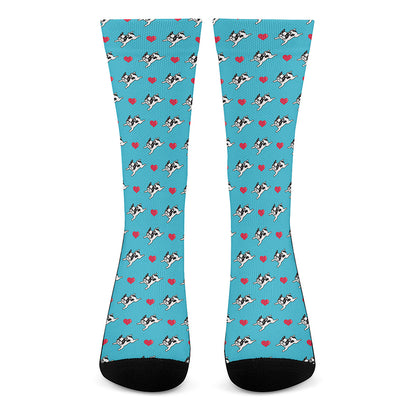 Love French Bulldog Pattern Print Crew Socks