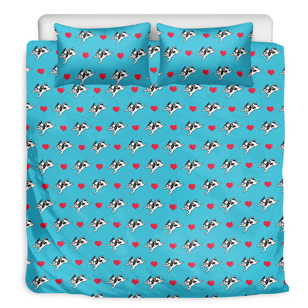 Love French Bulldog Pattern Print Duvet Cover Bedding Set