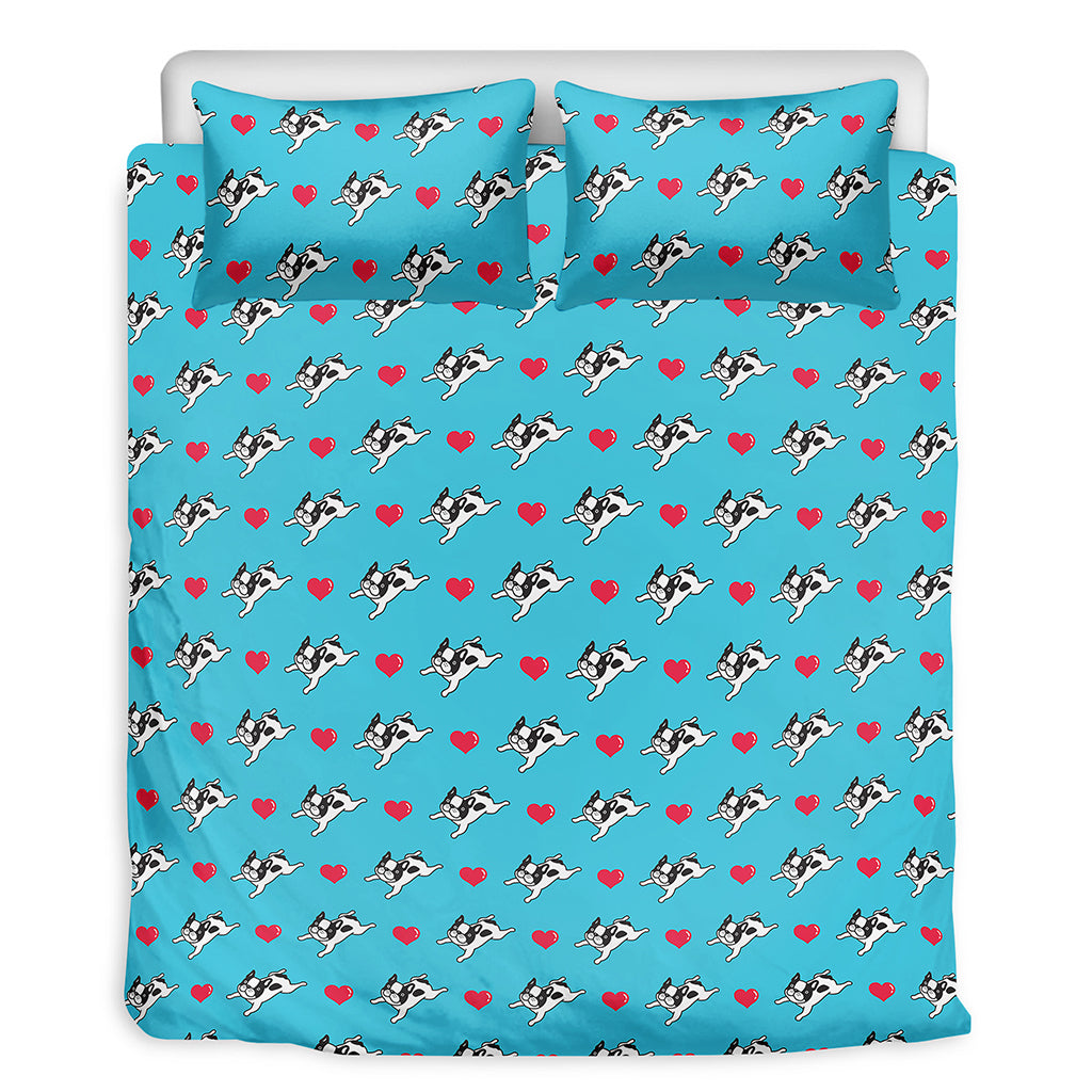 Love French Bulldog Pattern Print Duvet Cover Bedding Set