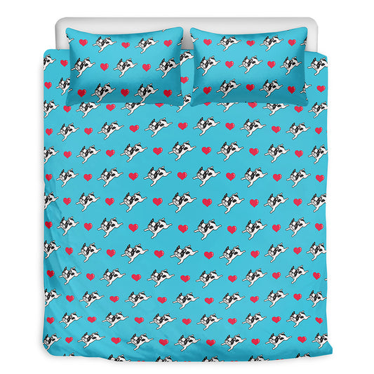 Love French Bulldog Pattern Print Duvet Cover Bedding Set