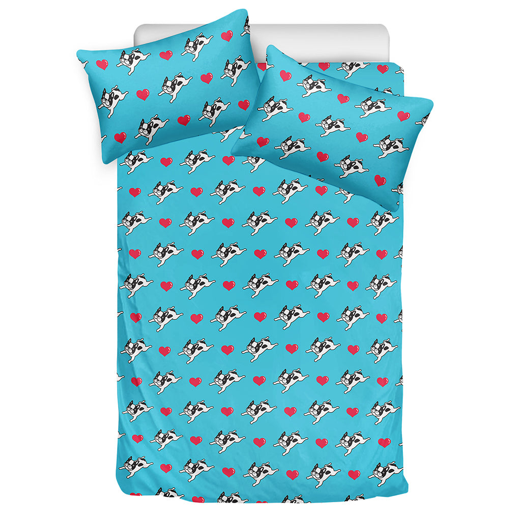 Love French Bulldog Pattern Print Duvet Cover Bedding Set