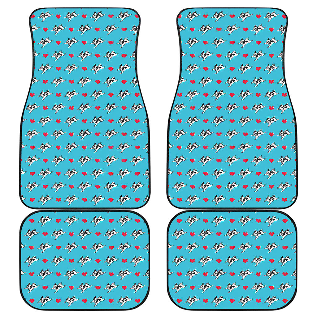 Love French Bulldog Pattern Print Front and Back Car Floor Mats