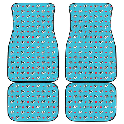 Love French Bulldog Pattern Print Front and Back Car Floor Mats