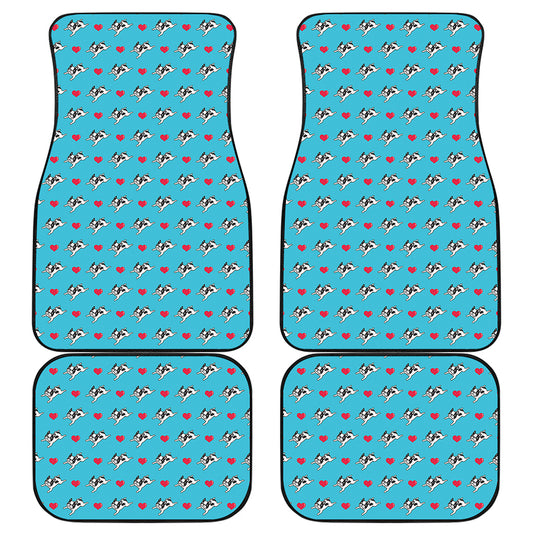 Love French Bulldog Pattern Print Front and Back Car Floor Mats