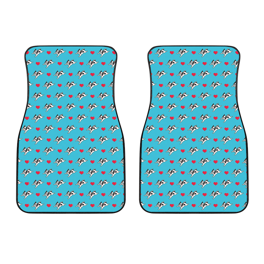 Love French Bulldog Pattern Print Front Car Floor Mats