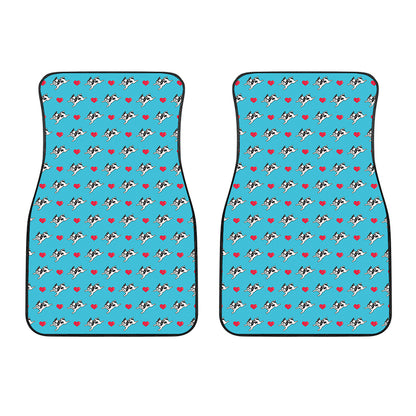 Love French Bulldog Pattern Print Front Car Floor Mats