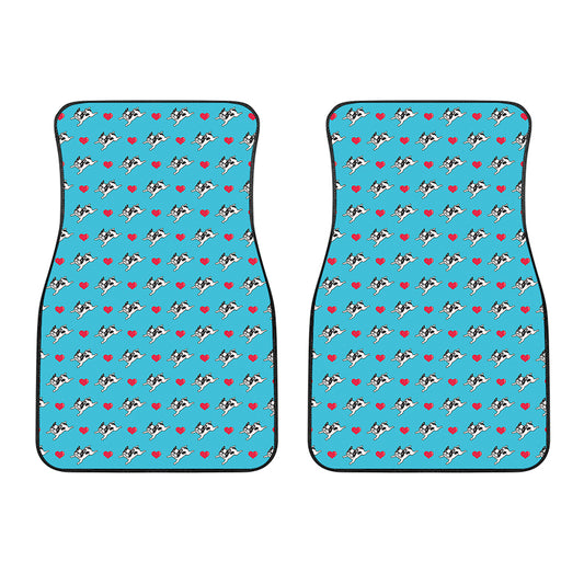 Love French Bulldog Pattern Print Front Car Floor Mats