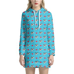 Love French Bulldog Pattern Print Hoodie Dress