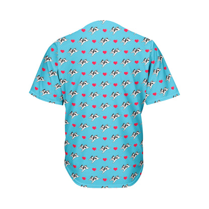 Love French Bulldog Pattern Print Men's Baseball Jersey