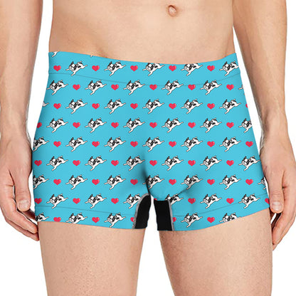 Love French Bulldog Pattern Print Men's Boxer Briefs