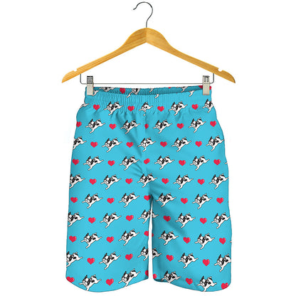 Love French Bulldog Pattern Print Men's Shorts