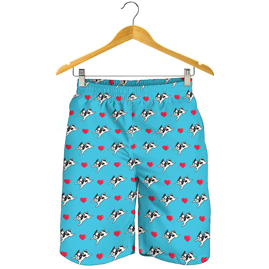Love French Bulldog Pattern Print Men's Shorts