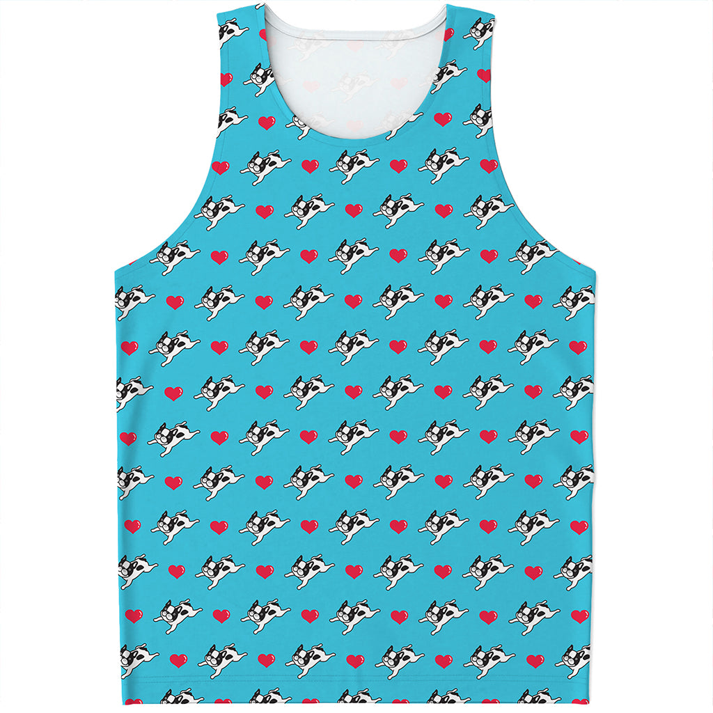 Love French Bulldog Pattern Print Men's Tank Top