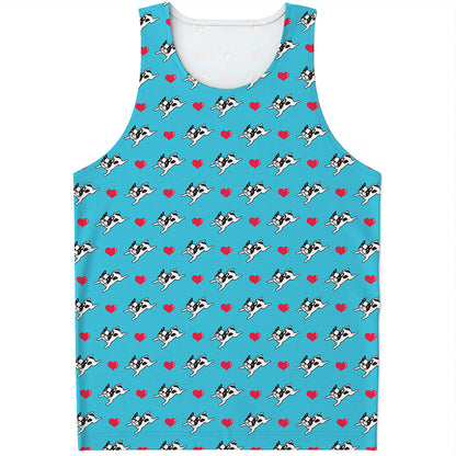 Love French Bulldog Pattern Print Men's Tank Top