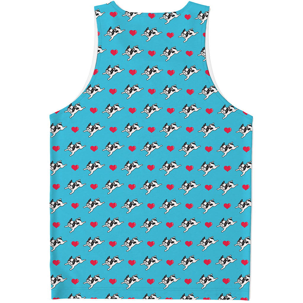 Love French Bulldog Pattern Print Men's Tank Top